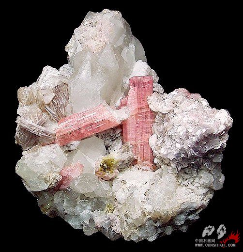 锂电气石、云母、水晶 意大利厄尔巴岛 9x7.5x7厘米.jpg